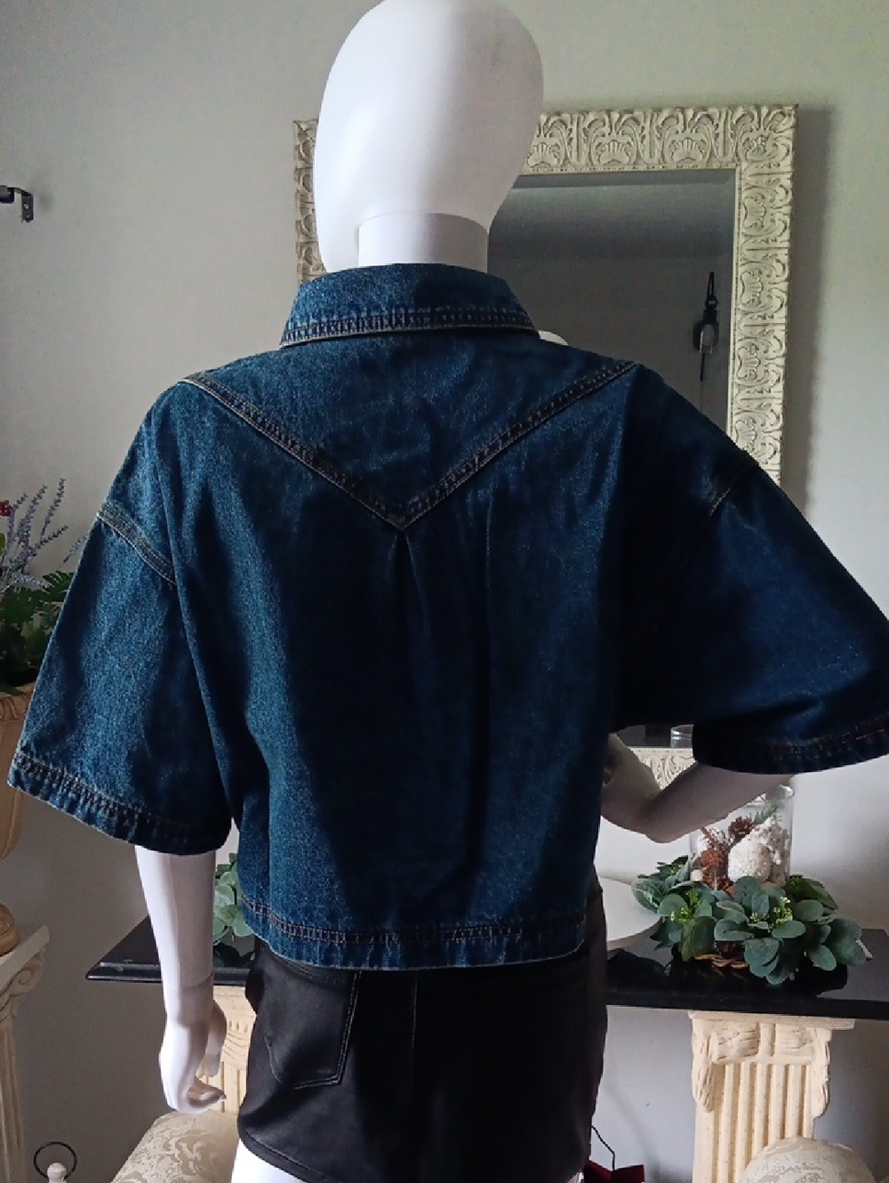Denim Crop Top Shirt/ Denim Crop Top Jacket - Picture 5 of 6
